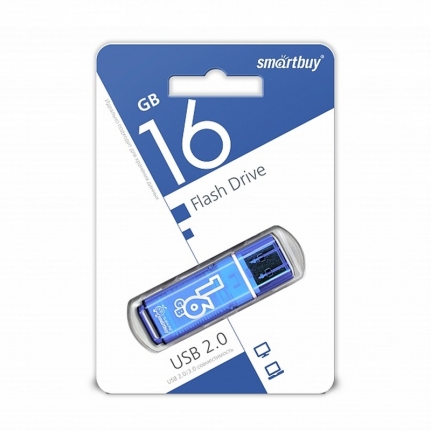 USB 2.0 Flash SmartBuy 16Gb Glossy series, синий  SB16GBGS-B