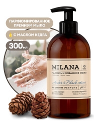 Мыло жидкое (флакон 300 мл) парфюмированное Milana "Amber&Black Vetiver" 125711