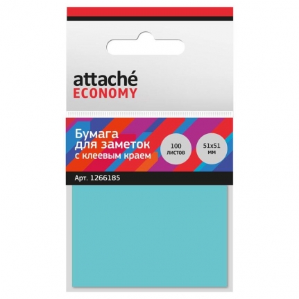 Стикеры Attache Economy 51x51 мм неоновый синий (1 блок, 100 листов)   1266185