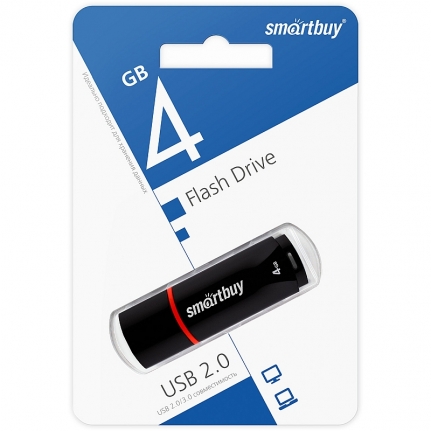 Флеш-память Smartbuy Crown, 4Gb, USB 2.0, черный, SB4GBCRW-K