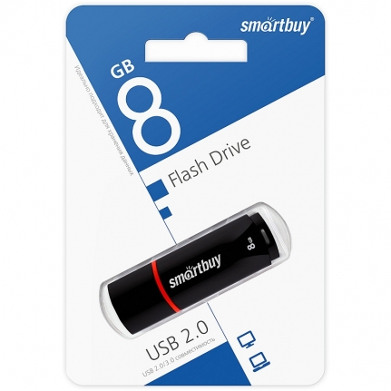 Флеш-память Smartbuy Crown, 8Gb, USB 2.0, черный., SB8GBCRW-K