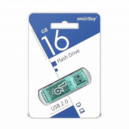 USB 2.0 Flash SmartBuy 16Gb Glossy series, зеленый  SB16GBGS-G