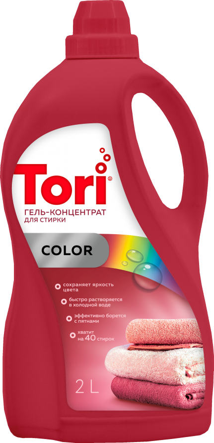 WG Гель для стирки "Tori" Color  (флакон 2 л) в упаковке 6 штук