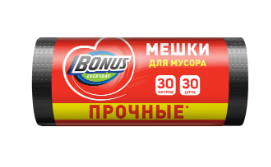Мусорный пакет "Бонус" 30 л/50 шт  8 мкм 40 рулонов в коробке ПРОЧНЫЕ