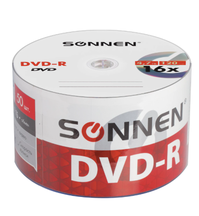 Диск DVD-R SONNEN 4,7 Gb 16x Bulk (термоусадка без шпиля), КОМПЛЕКТ 50 шт., 512574