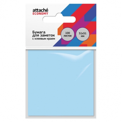 Стикеры Attache Economy 51x51 мм пастельный синий (1 блок, 100 листов)   1407993