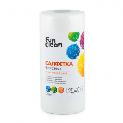 Салфетка Fun Clean вискоза универсальная рулон 25*40см 60шт   6760