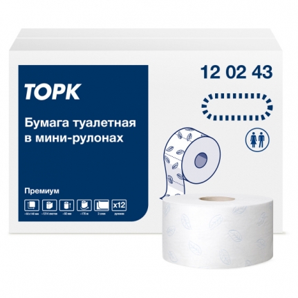 Бумага туалетная рулонная T2 2-сл TORK/Tellus Premium бел 12 рул/170 м, с тисн. и перф. 120243