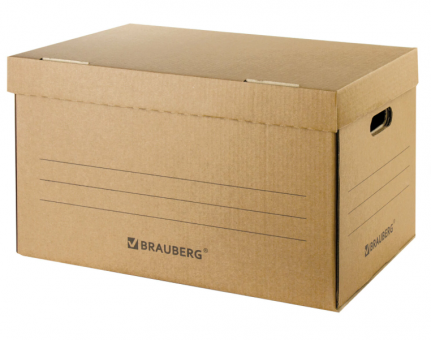 Короб архивный Т-24 480х325х295 Делопроизводство гофрокартон с крышкой BRAUBERG , уп. 8 шт 126523