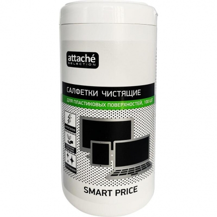 Салфетки влажные Attache Selection Smart Price для оргтехники (100 штук в тубе) 1763026