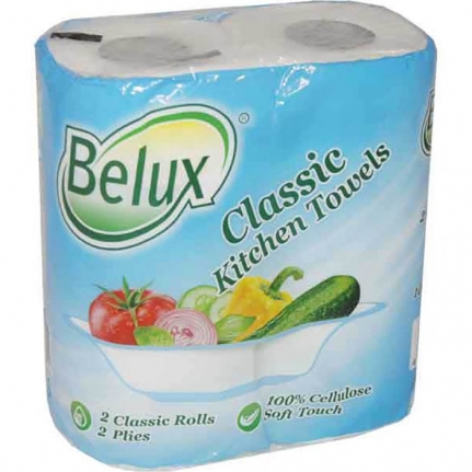 Полотенца бумажные 2 сл Belux Classic, 9,5 м, 22 см (2 рул. в уп.) с тисн., перф. /12,  10493