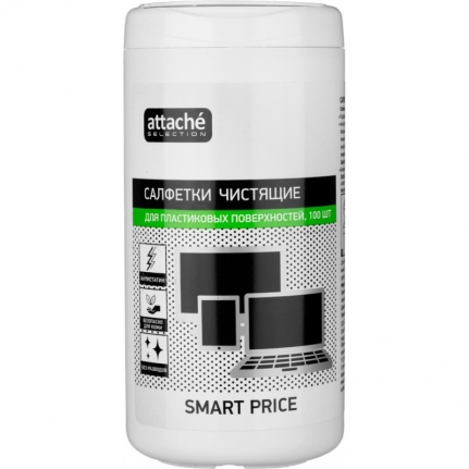 Салфетки Attache Selection Smart Price д/поверхностей и экранов туба, 100 шт,110х160