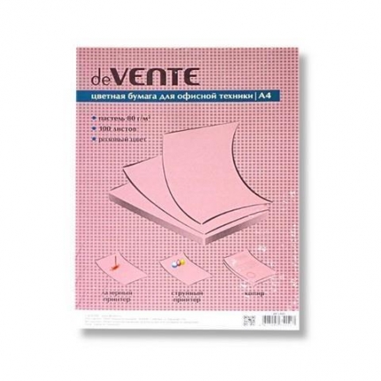 Бумага ксер. А4 100 л. 80 гр. deVENTE 2072403 розовый пастель