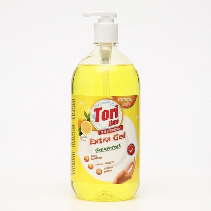 Средство для мытья посуды "Tori"  лимон 1 л  (с дозатором), упаковка 12 штук