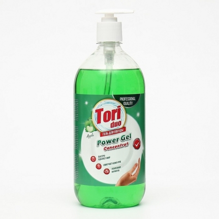 Средство для мытья посуды "Tori"  яблоко  1 л  (с дозатором), упаковка 12 штук
