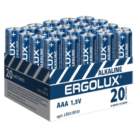 Батарейки Ergolux Alkaline AAA мизинчиковые  (20 штук в упаковке)