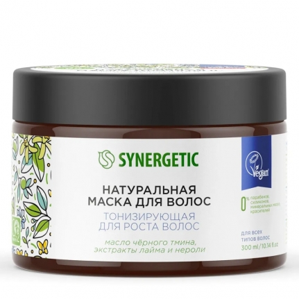 Synergetic "Тонизирующая для роста", Натуральная маска для волос, 300мл