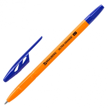 Ручка шариковая BRAUBERG "ULTRA ORANGE", СИНЯЯ, узел 0,7 мм,  (упаковка 50 шт) 143562