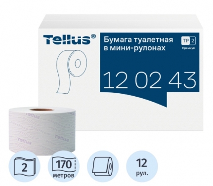Бумага туалетная рулонная T2 2-сл TORK/Tellus Premium бел 12 рул/170 м, с тисн. и перф. 120243
