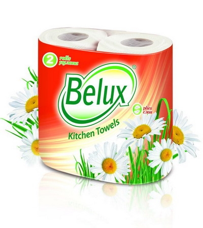Полотенца бумажные 2 сл BELUX, 14 м, 23 см (2 рул. в уп.) с тисн., перф./12,  13636