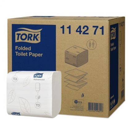 Бумага туалетная листовая Т3 V(ZZ) слож.2-сл TORK/Tellus Advanced бел 36 пач/242 л, 11*19см 114271