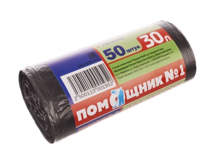Мусорный пакет  Люкс Помощник №1  30 л/50 шт, 8мкр,  40 рулонов в коробке