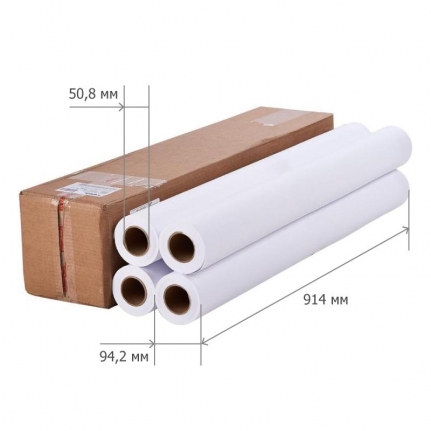 Бумага  0,914м*45м, D50,8  плот/ 90 гр. Mega Engiheer  premium (коробка 4 рулона)  989732