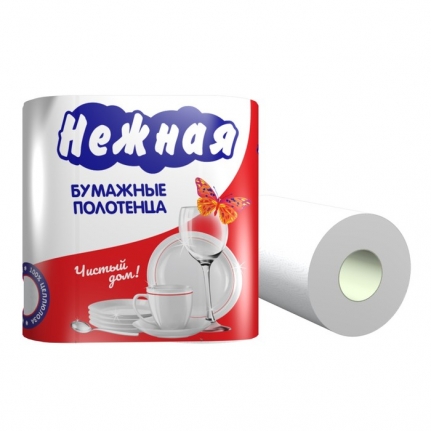 Полотенца бумажные 2 сл Нежная, 12,5 м, 20,5 см (2 рул. в уп.)с тисн., перф. /12,  1278559