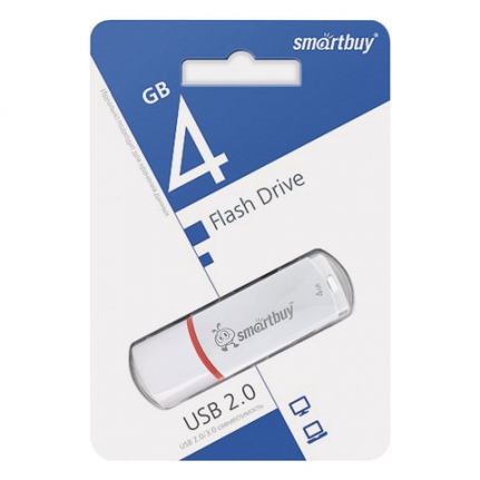 Флеш-диск 4 GB, SMARTBUY Crown, USB 2.0, белый, SB4GBCRW-W 512770