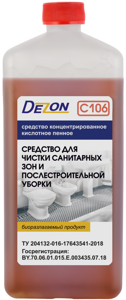 DEZON. Средство  для сан. зон и после строит. работ усиленное.  C106-1. ПЕННЫЙ.Концентрат. 1кг.