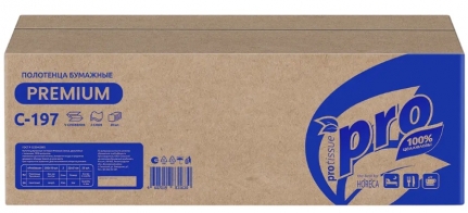 Полотенца 2сл бум. лист. д/дисп H3 Protissue Premium V-сл, 21х22 см, пач 200 л,(20пач/кор) C197