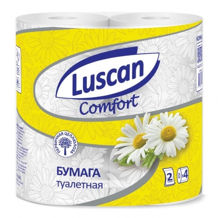 Бумага туалетная 2-х слойная Luscan Comfort белая с ароматом ромашки (4 рулона в упаковке)