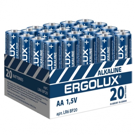 Батарейка Ergolux Alkaline AA пальчиковая (20 штук в упаковке)