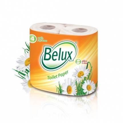 Бумага туалетная 2-х слойная Belux 4шт в упаковке белая, 20м (в коробке 12шт.)