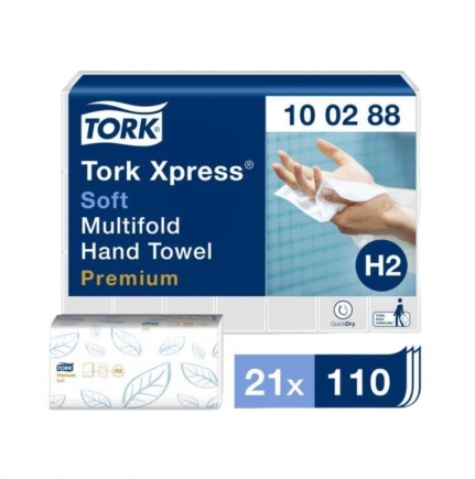 Полотенца 2сл бум. лист. д/дисп H2 Tellus/TORK, М-сл, 21х34 см, пач 110 л, (21пач/кор) 100288