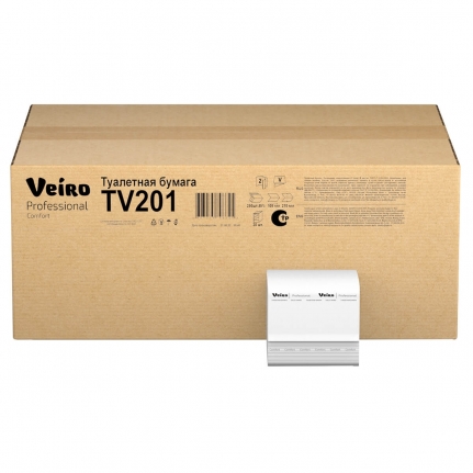 Бумага туалетная листовая Т3 V(ZZ) слож.2-сл VEIRO Comfort бел 80% 30 пач/250 л, 10,8*21 см TV201