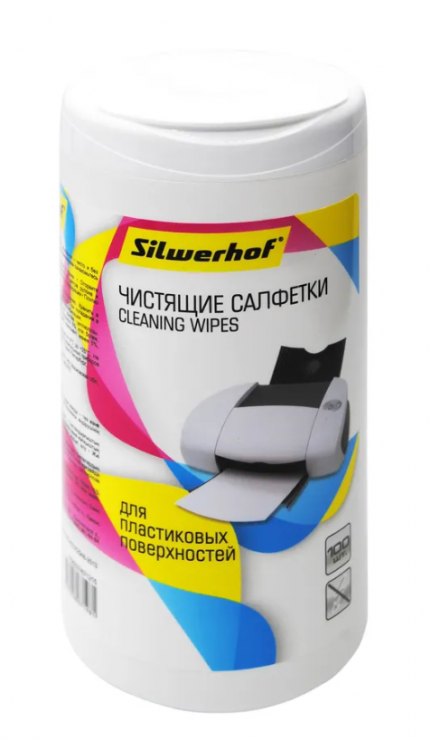 САЛФЕТКИ SILWERHOF ЧИСТЯЩИЕ, ДЛЯ КОМПЬЮТЕРОВ, ОРГТЕХНИКИ, 100ШТ, В ТУБЕ /12/1156227