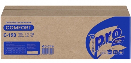 Полотенца 1сл бум. лист. д/дисп H3 Protissue Comfort V-сл, 23х21, пач 250 л, (20пач/кор) C193к