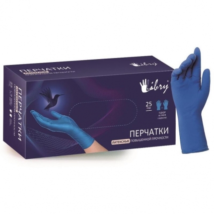 Перчатки одноразовые латекс.повышен. прочности Libry,25 пар н/с,н/о,High Risk L 1550458