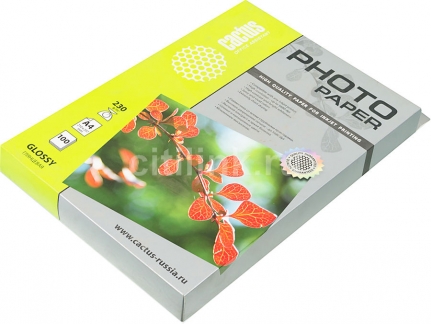 Фотобумага Cactus CS-GA4230100, A4, 230г/м2, 100л, для струйной печати, белый, покрытие глянцевое