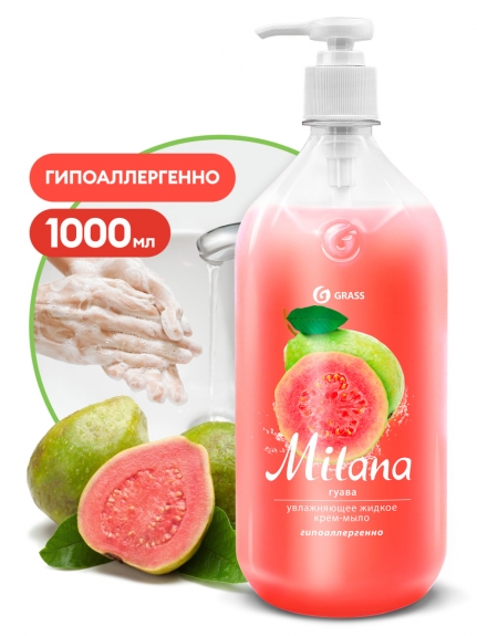 GRASS. Мыло жидкое (флакон 1000 мл) Крем увлажняющее "Milana гуава" 125429