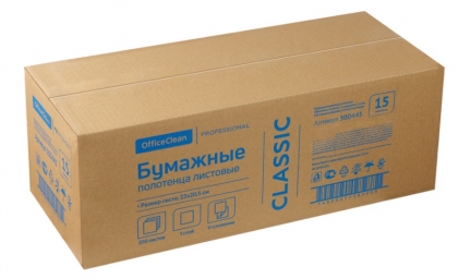 Полотенца 1сл бум. лист. д/дисп H3 OfficeClean Prof V-сл, 23х20,5 см, пач 200 л, (15пач/кор) 300445