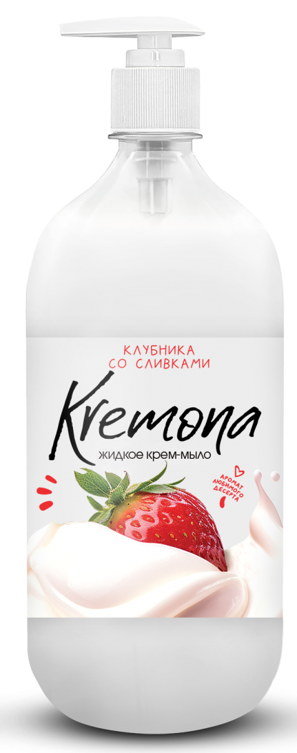 WG Мыло жидкое (флакон 1000 мл)  Кремона Клубника со сливками коробка 12 штук