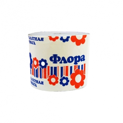 Бумага туалетная 2-слойная ФЛОРА С ВТУЛКОЙ, тиснение, белая, 18 м*40