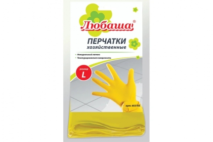Перчатки МНОГОРАЗОВЫЕ латексные ЛЮБАША "ЭКОНОМ" х/б напыление L 603785