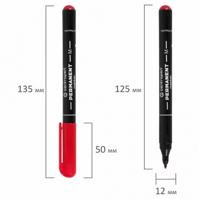 Маркер перманентный CENTROPEN 2536, КРАСНЫЙ, тонкий наконечник, 1 мм, трехгранн. зона захвата 151122