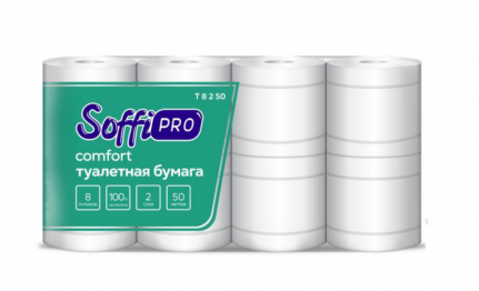 Бумага туалетная 2-х слойная SoffiPro Comfort 50 м 8 рул/уп 10900980