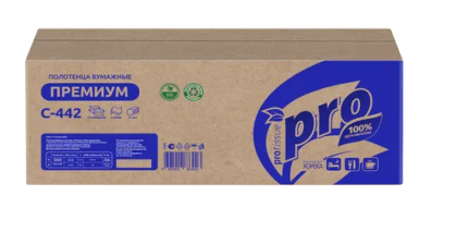 Полотенца 2сл бум. лист. д/дисп H2 PROtissue Premium ZZ-сл, 21,5х24 см, пач 200 л, (21пач/кор) C442