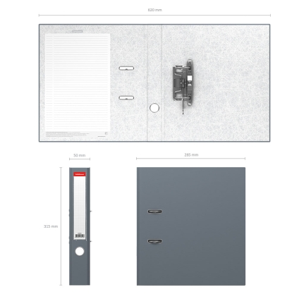Папка-регистратор 5 см ErichKrause®, серия GRANITE, цвет серый, собран 43515