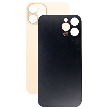 Задняя крышка для iPhone 12 Pro Max золотой (c увеличенным вырезом под камеру) (с лого)